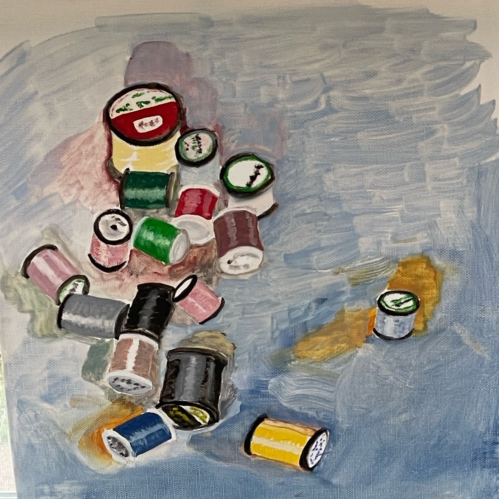 Spools of Thread handmade Watercolor painting